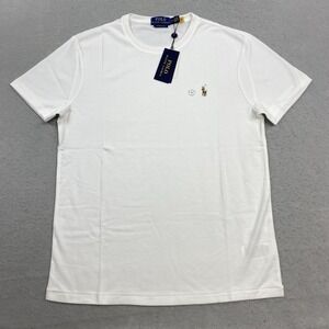 Polo Ralph Lauren T Shirt Mens White Medium Custom Slim Fit Crew Neck Pony